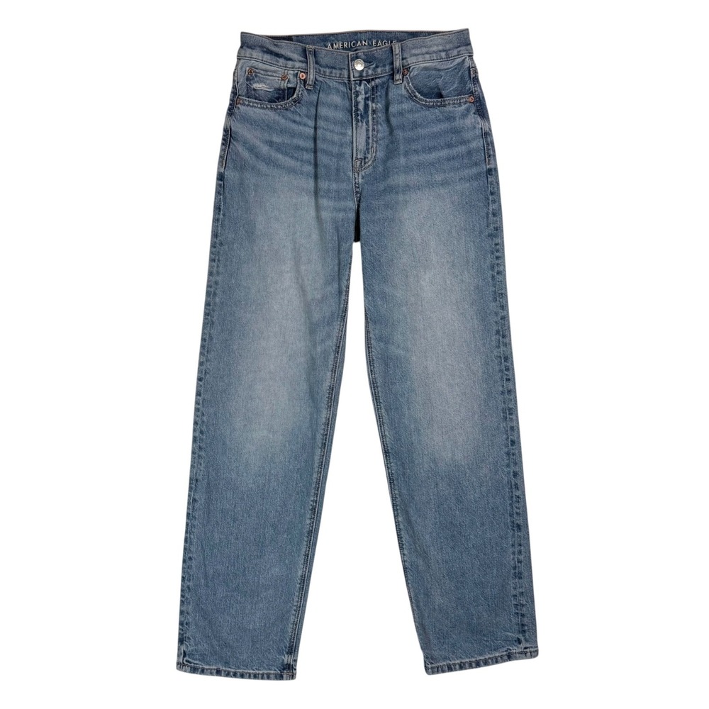 American Eagle Ex Boyfriend Strigid Low Rise Baggy Straight Jeans Size 0 Slouchy